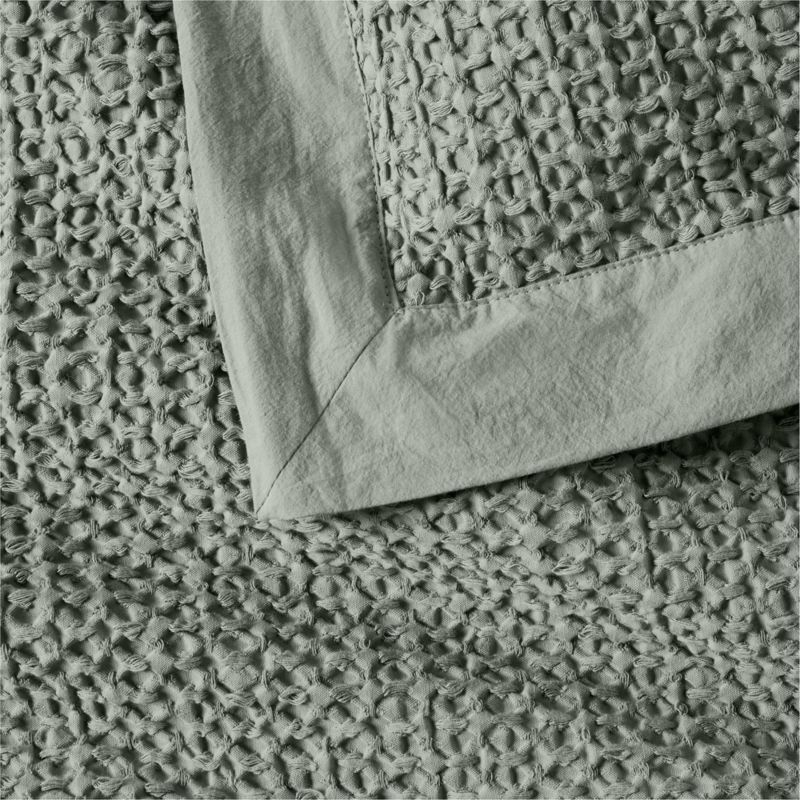 Organic Cotton Waffle Sage Shadow Green King Bed Pillow Sham - Image 2