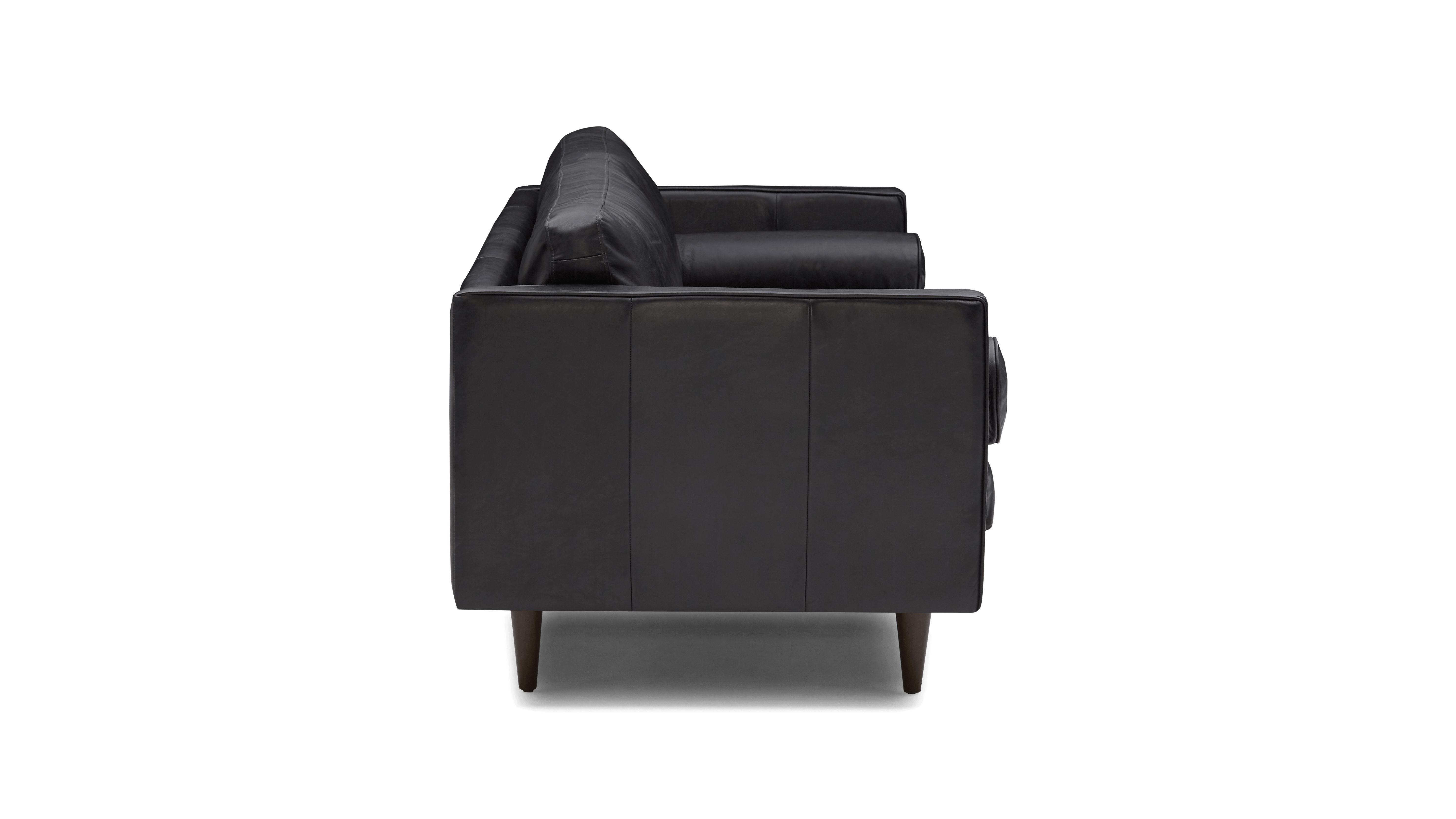 Black Briar Mid Century Modern Leather Sofa - Santiago Steel - Mocha - Image 2