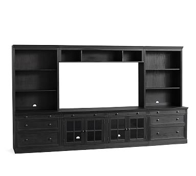 Livingston 7-Piece Entertainment Center with Drawers, Dusty Charcoal, 140" - Image 0
