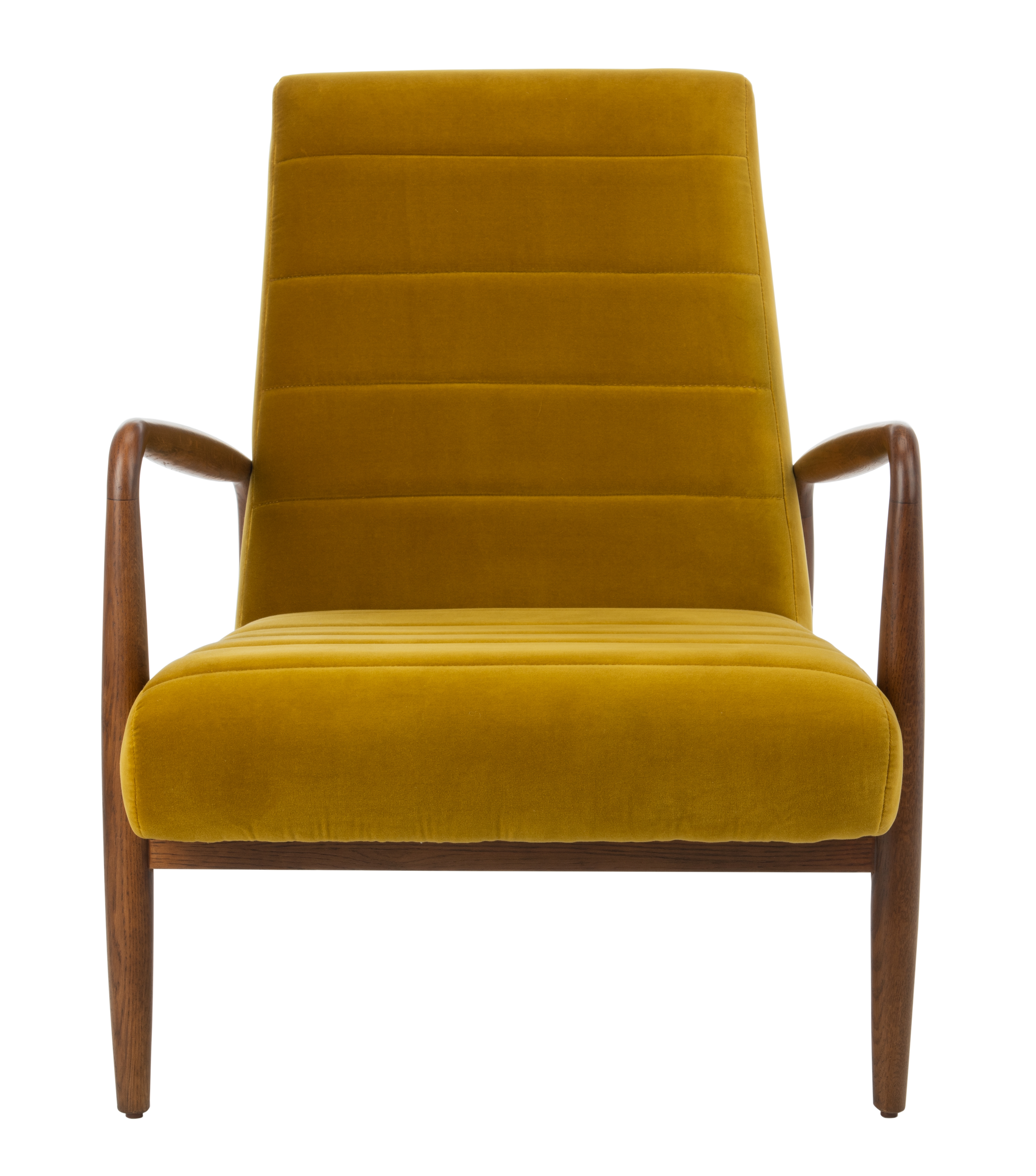 Willow Channel Tufted Arm Chair - Gold/Dark Walnut - Safavieh - Image 3