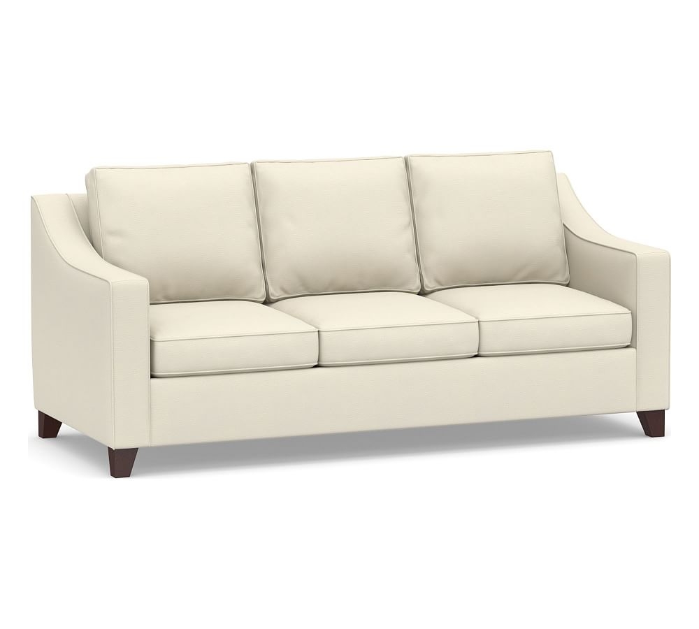 Cameron Slope Arm Upholstered Sleeper Sofa with Air Topper, Polyester Wrapped Cushions, Park Weave Ivory - Image 0