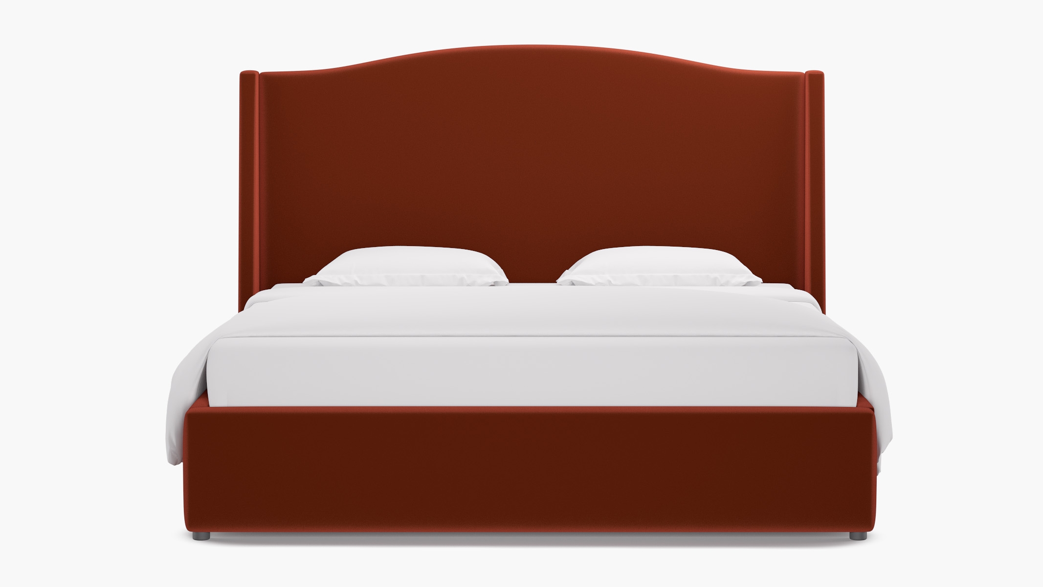 Curved Wingback Bed, Rust Performance Velvet, King - Image 0