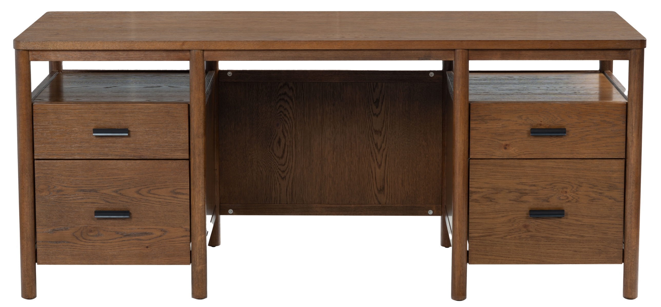 Jaylessa Wood 4 Drawer Desk - Medium Oak / Black - Image 0