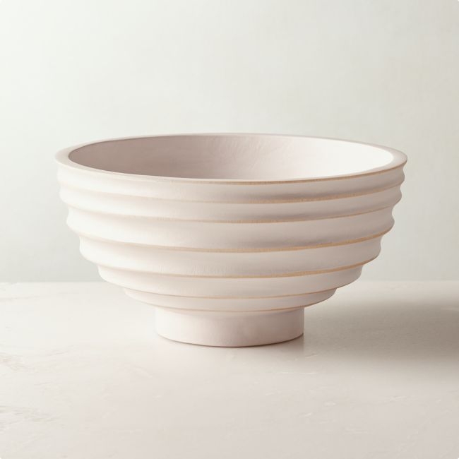 Donatello White Wash Wood Serving Bowl - Image 0