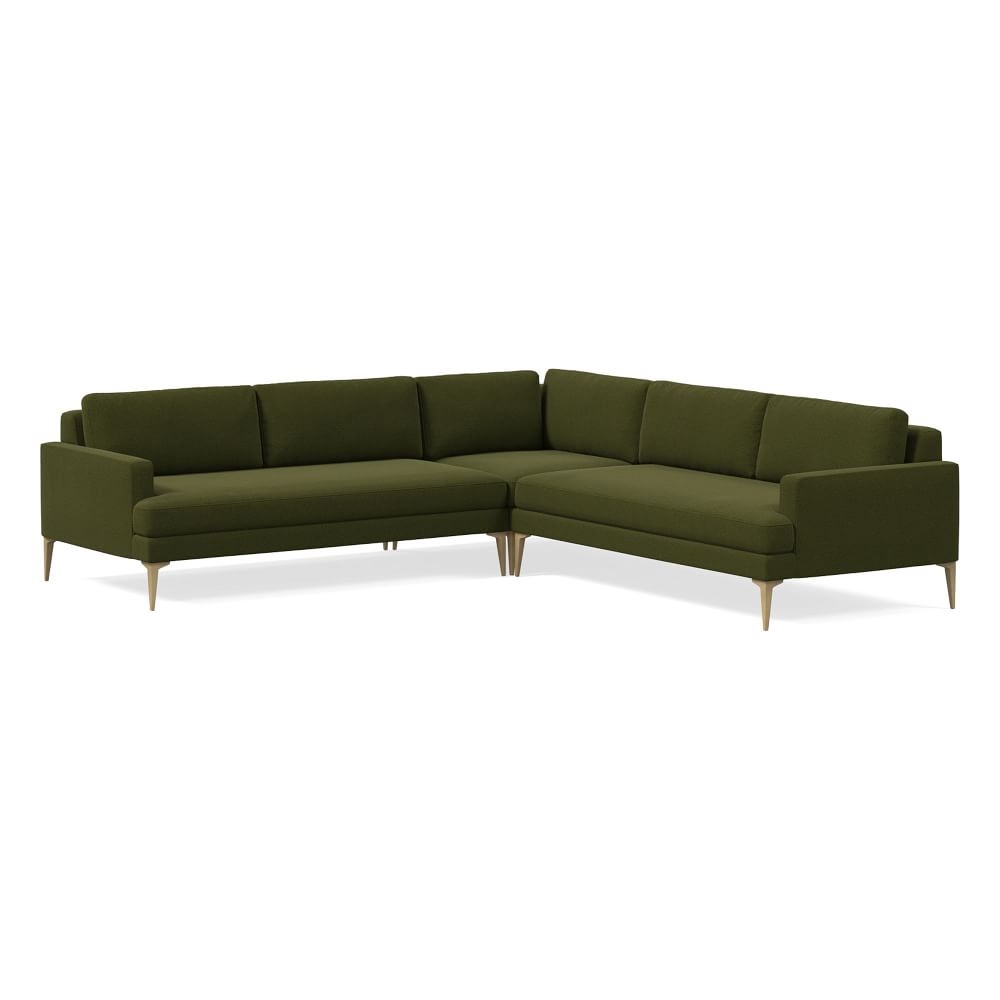 Andes 105" Multi Seat 3-Piece L-Shaped Sectional, Standard Depth, Distressed Velvet, Tarragon, BB - Image 0