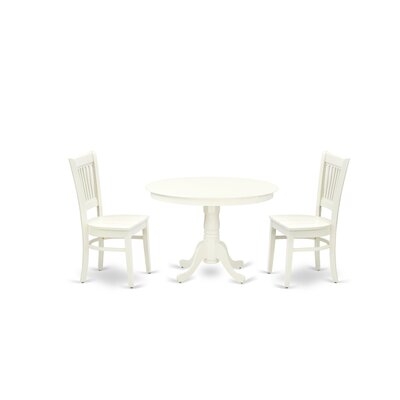 Shayla 5-Pc Dining Room Table Set- 4 Dining Chairs And Modern Kitchen Table - Linen Fabric Seat And Slatted Chair Back - Linen White Finish - Image 0