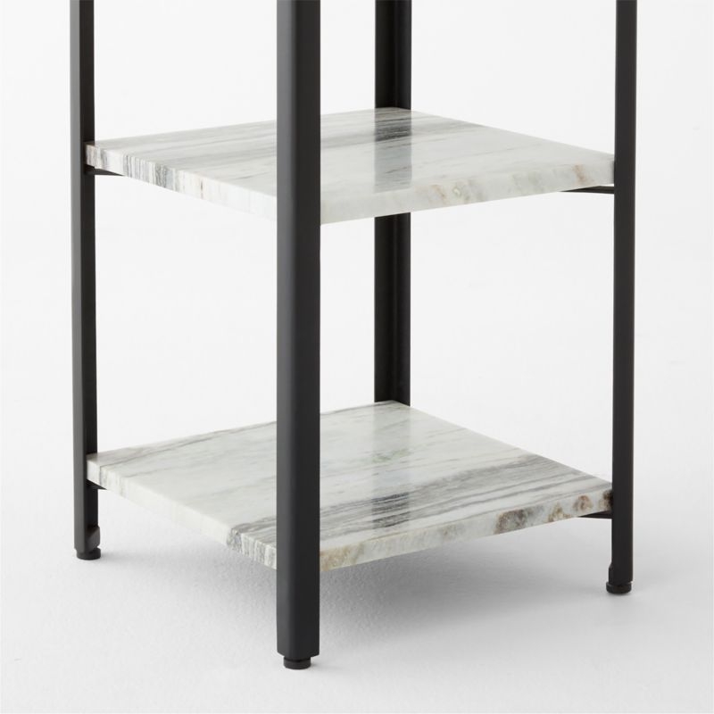 Kessi Black Metal and White Marble Side Table with Drawer - Image 7