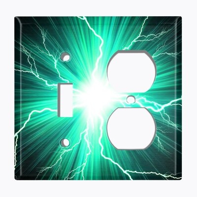 Metal Light Switch Plate Outlet Cover (Lightning Blue - Single Toggle Single Duplex) - Image 0
