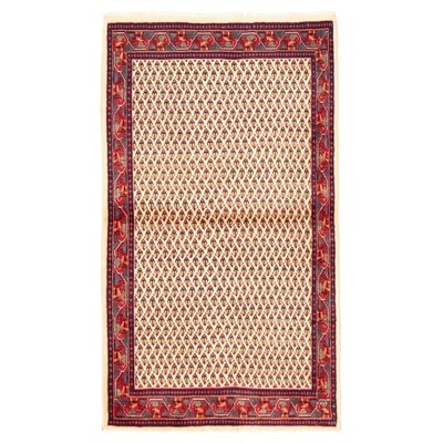 One-of-a-Kind Doane Hand-Knotted 1980s Sarough Beige/Red 3'5" x 5' Wool Area Rug - Image 0