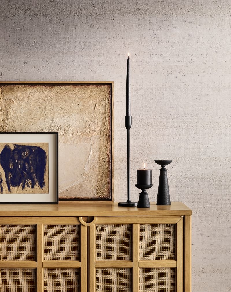 Izumo Ebonized Wood Pillar Holders, Set of 3 - Image 1