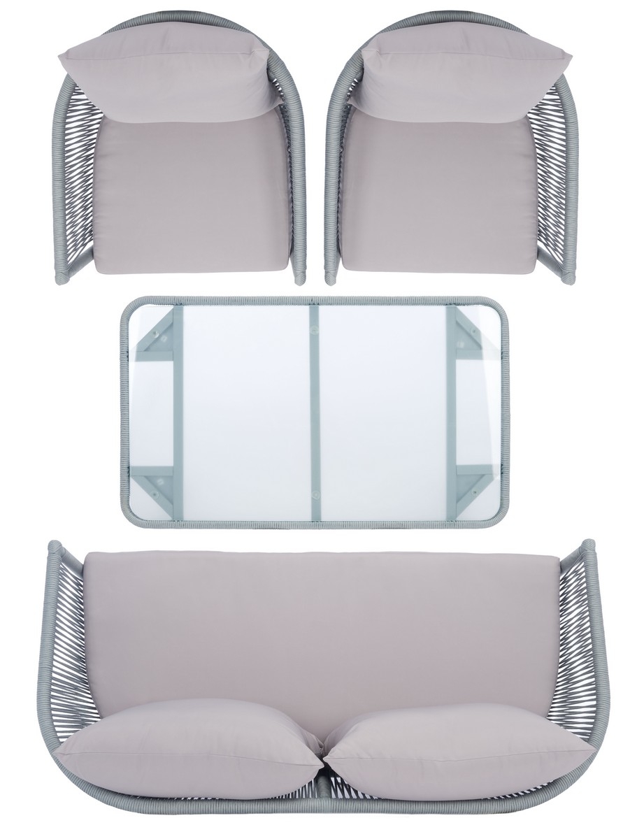 Belmi 4 Pc Rope Living Set - Grey/Grey - Safavieh - Image 5