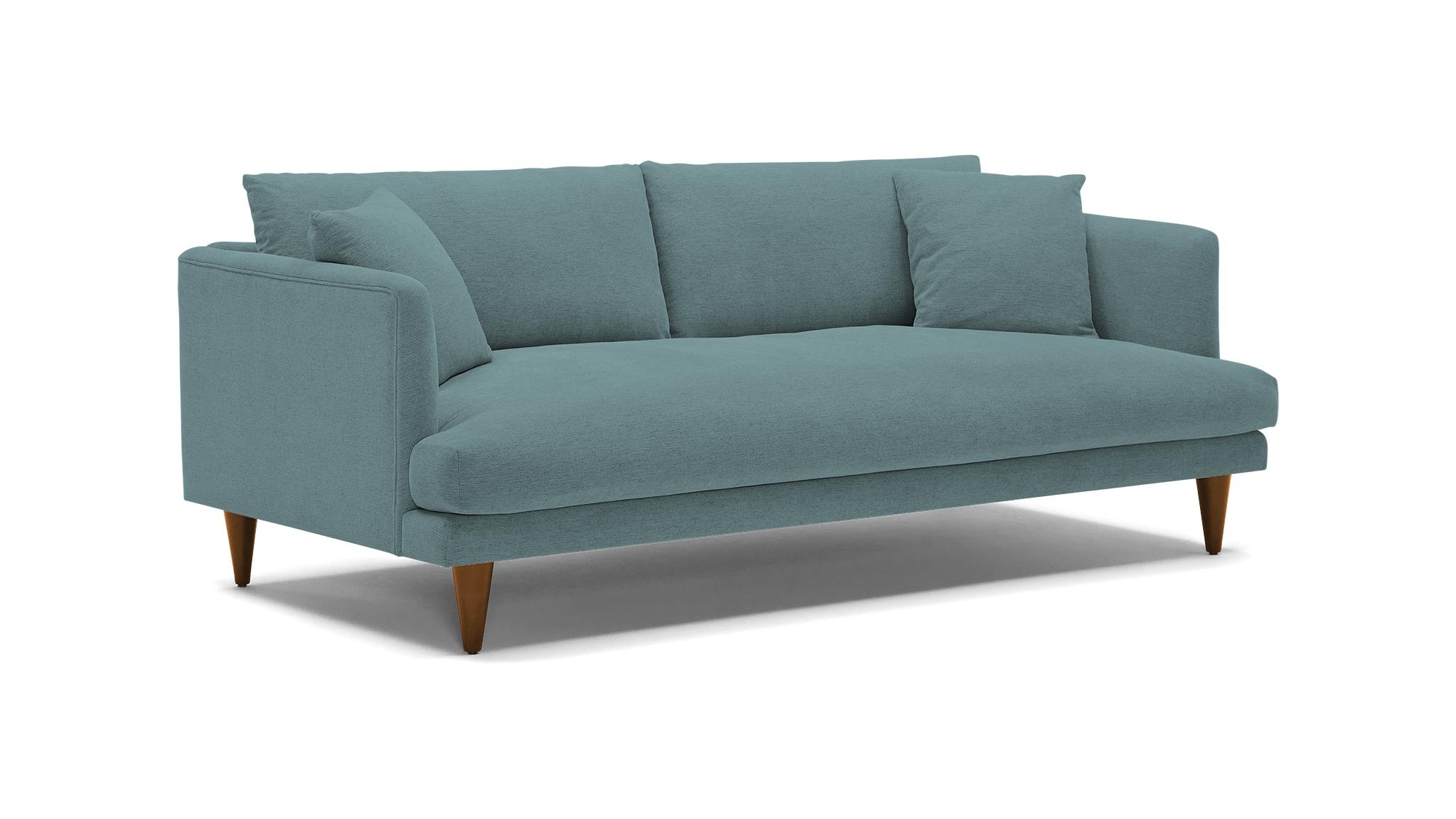 Blue Lewis Mid Century Modern Sofa - Dawson Slate - Mocha - Cone - Image 1