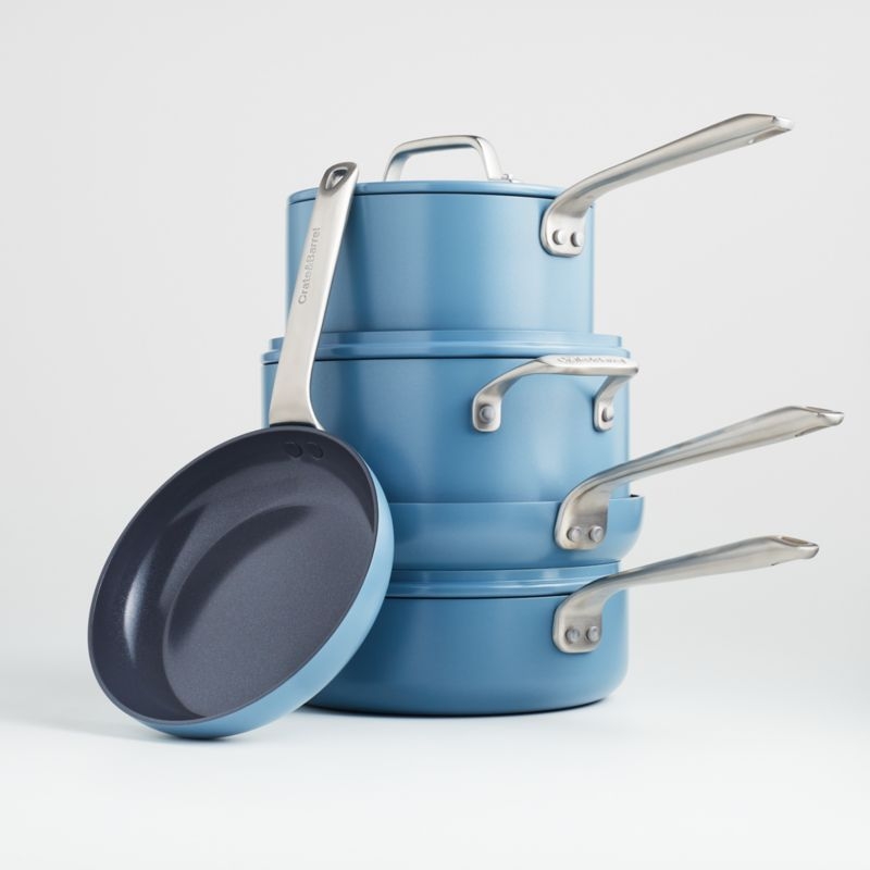 Crate & Barrel EvenCook Ceramic ™ Denim Nonstick 8-Piece Cookware Set with Bonus - Image 3