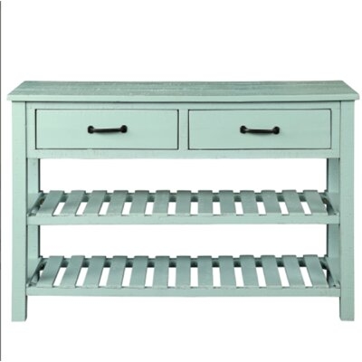 Retro Console Table For Entryway With Drawers And Shelf (Antique Grey) - Image 0