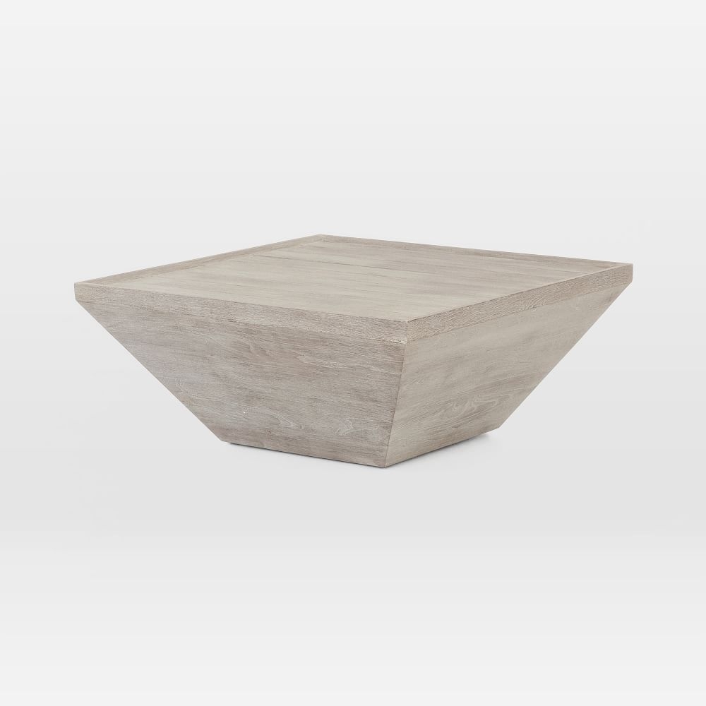Teak Wood Square Outdoor Coffee Table, Weathered Gray - Image 0