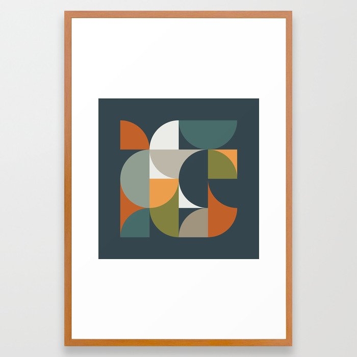 Mid Century Geometric 12/2 Framed Art Print by The Old Art Studio - Conservation Pecan - LARGE (Gallery)-26x38 - Image 0