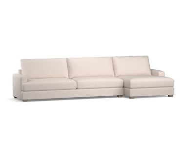 Canyon Square Arm Upholstered Right Arm Sofa with Double Chaise SCT, Down Blend Wrapped Cushions, Performance Heathered Basketweave Platinum - Image 3