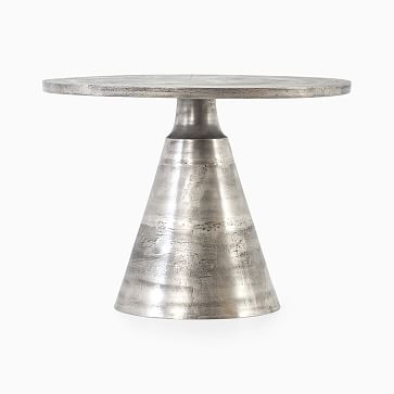 Pedestal 40.75" Outdoor Round Bistro Table, Raw Antique Nickel - Image 1