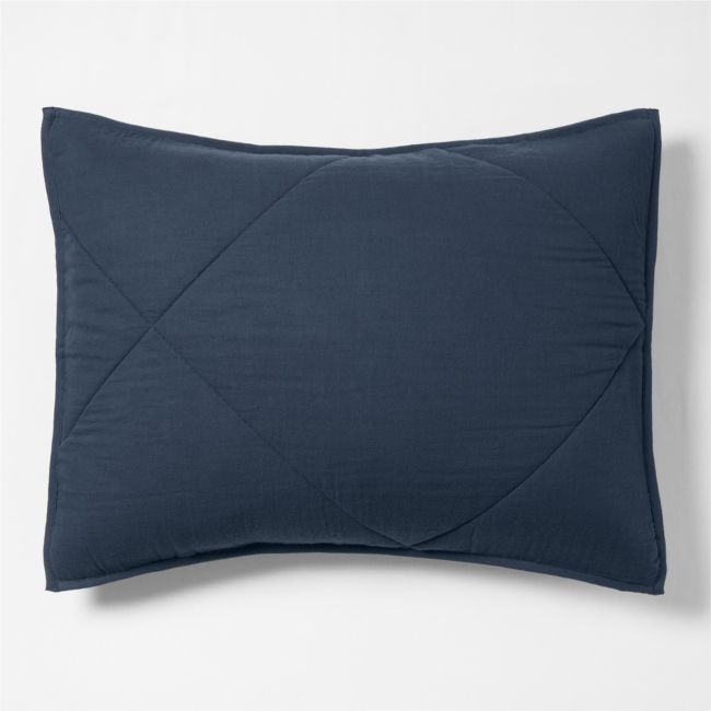 Supersoft Gauze Organic Cotton Deep Indigo Standard Quilt Bed Pillow Sham - Image 0