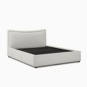 Myla No Tufting, Side Storage Bed, King, Chenille Tweed, Silver, No-Show Leg - Image 3