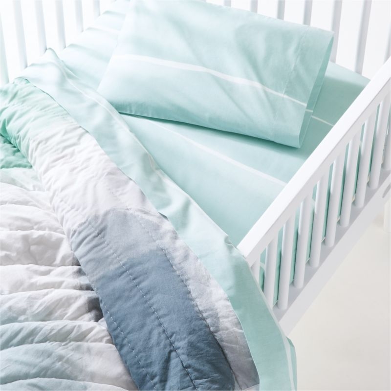 Organic Blue Brushstroke Crib Quilt - Image 2