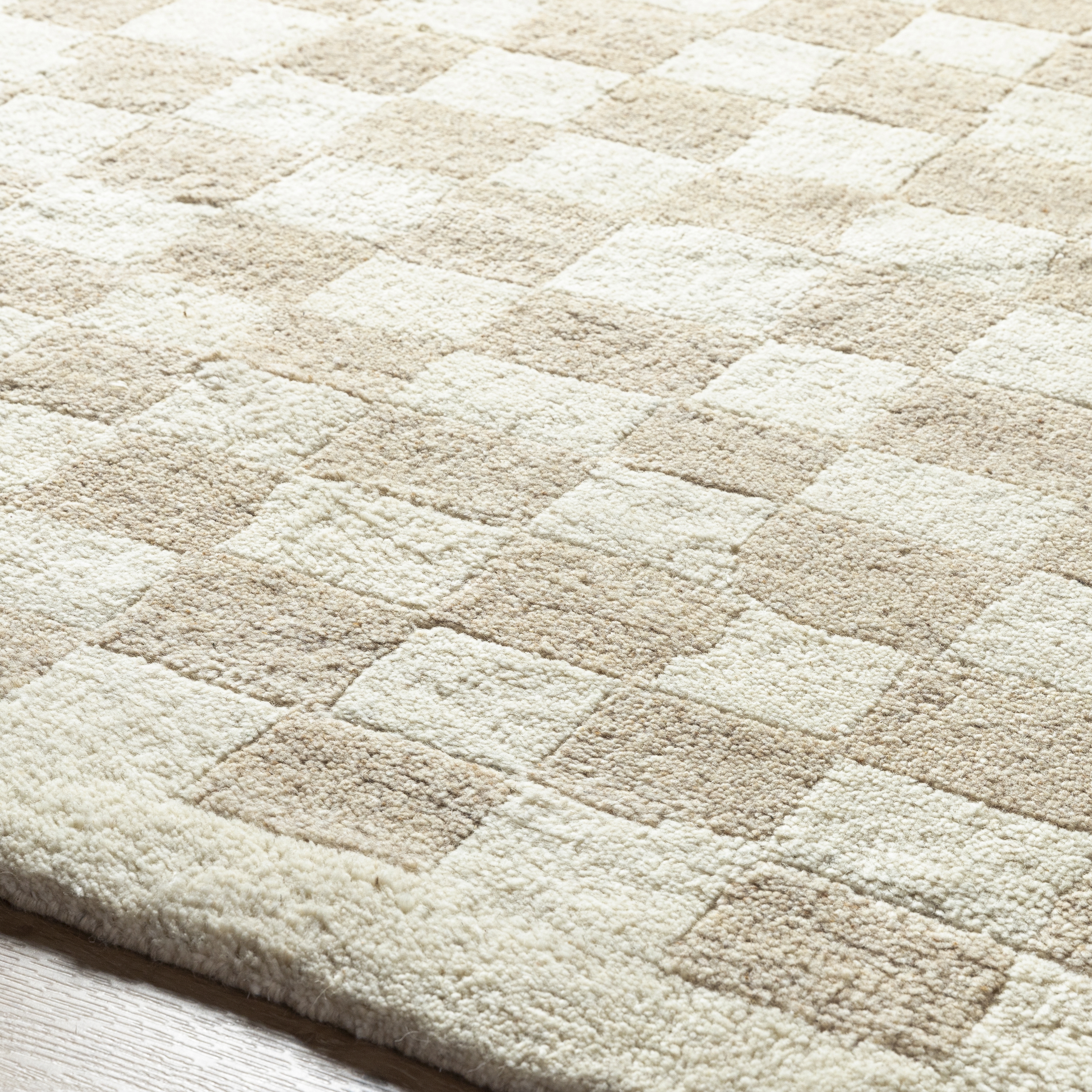 Damier Beige Indoor 10' x 14' Handmade Rug - Image 3