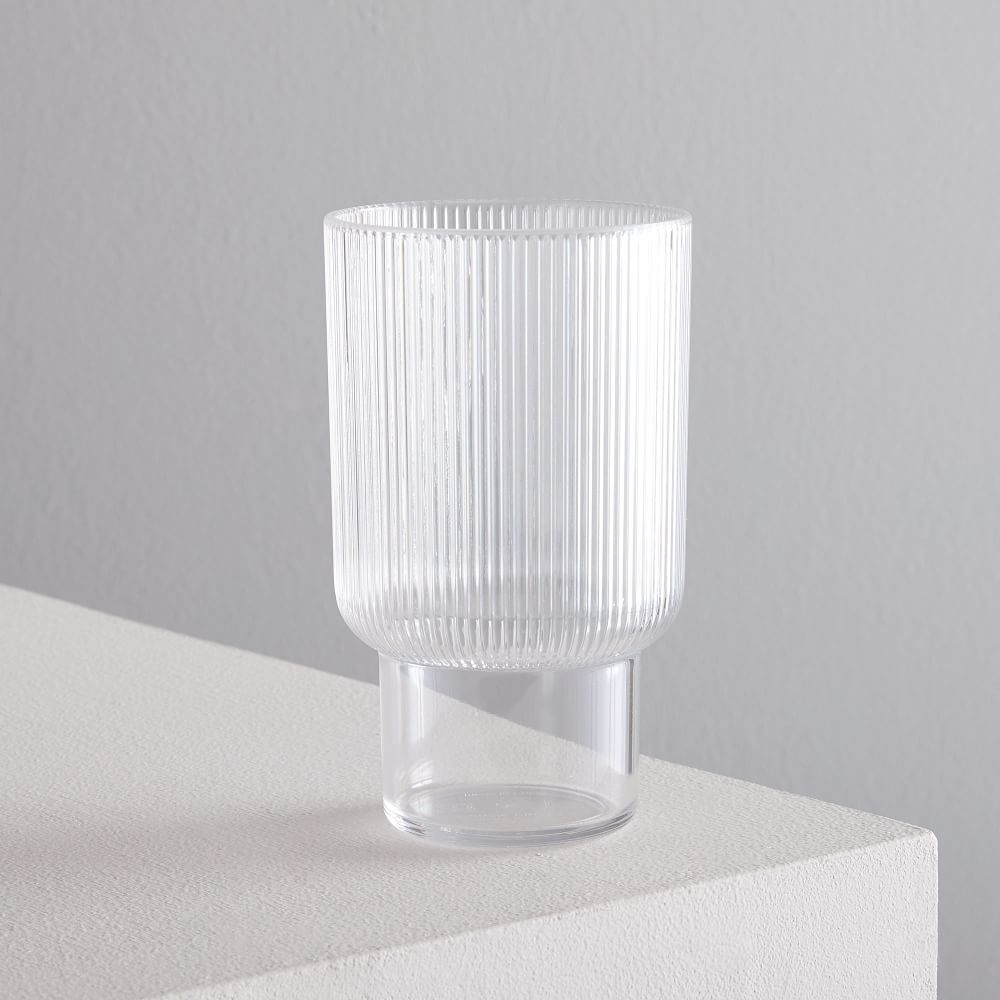Aaron Probyn Fluted Acrylic Drinking Glass, Tall, 15oz, Clear, Set of 4 - Image 0