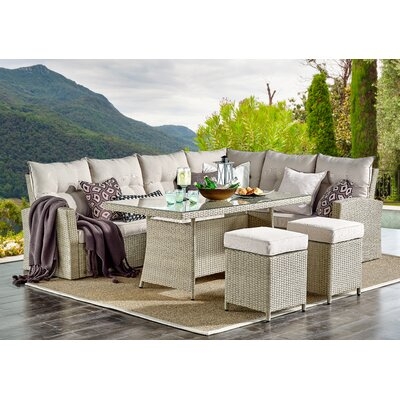 Pangkal Pinang 6 Piece Rattan Sectional Seating Group with Cushions - Image 0