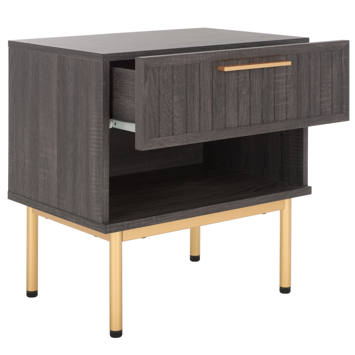 Axelle 1 Drawer Nightstand - Distressed Black / Gold - Safavieh - Image 5