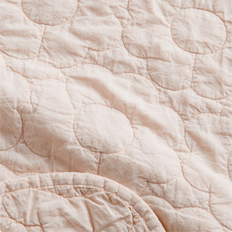 Sunwashed Shell Pink Daisy Organic Cotton Baby Crib Quilt - Image 3
