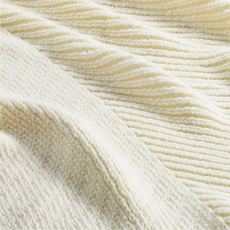 Sweater Knit 70"x55" Cream White Throw Blanket - Image 8