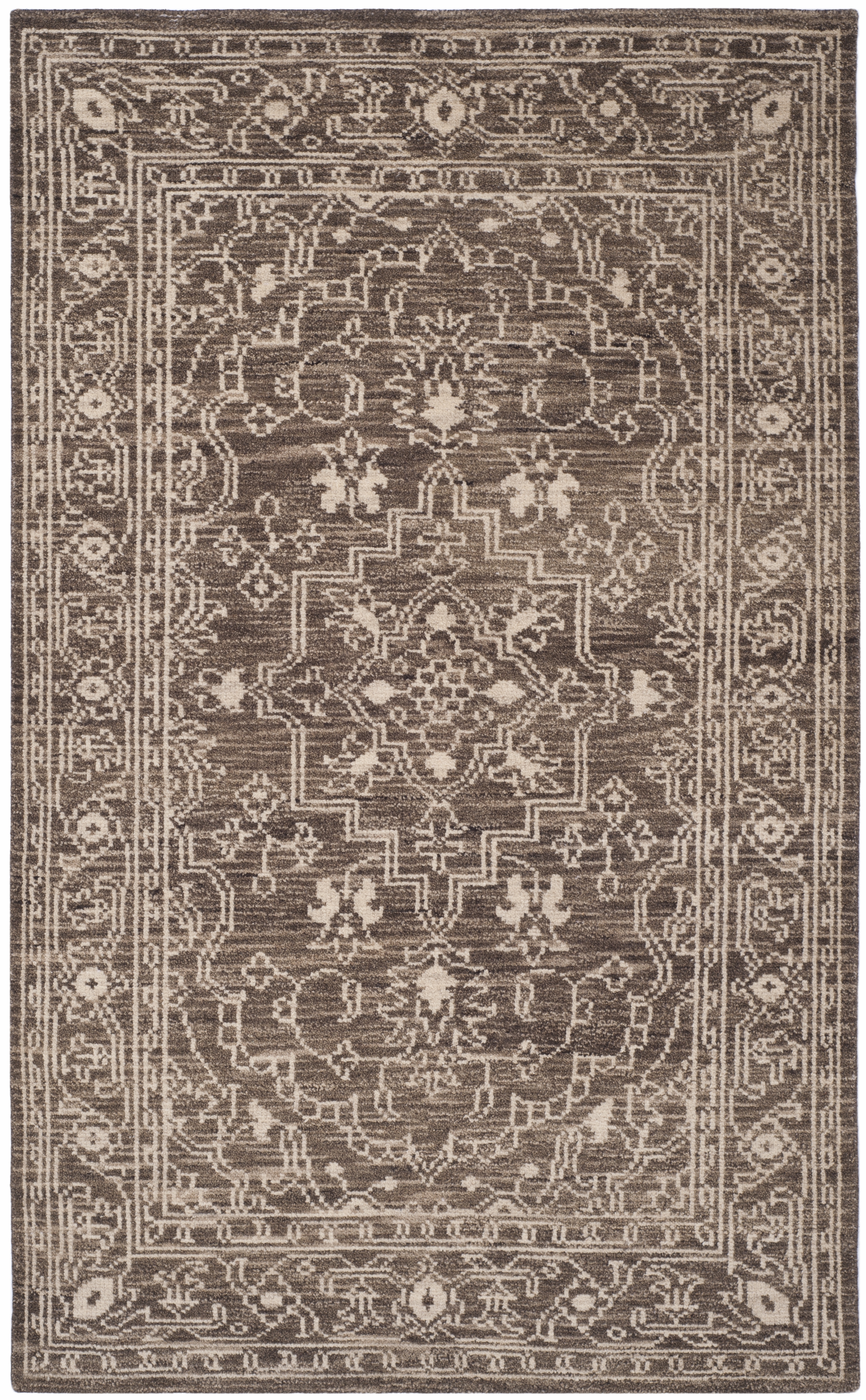 Arlo Home Hand Knotted Area Rug, KNY682A, Brown/Beige,  4' X 6' - Image 0