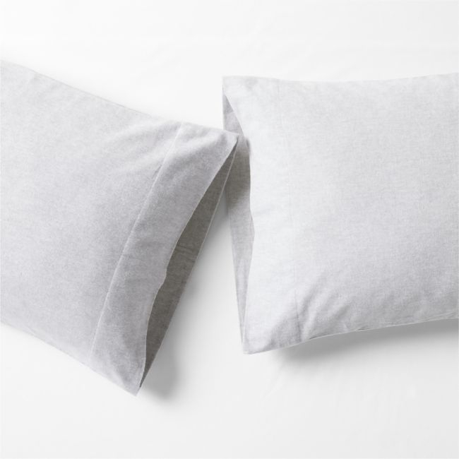 Cozysoft Organic Flannel Grey Queen Standard Pillowcases, Set of 2 - Image 0