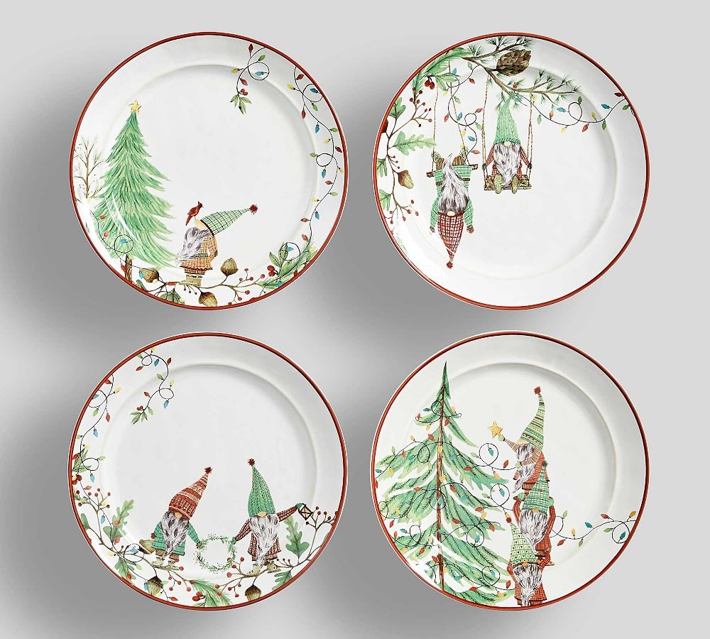 Forest Gnome Yuletide Stoneware Salad Plates - Set of 4 - Image 0