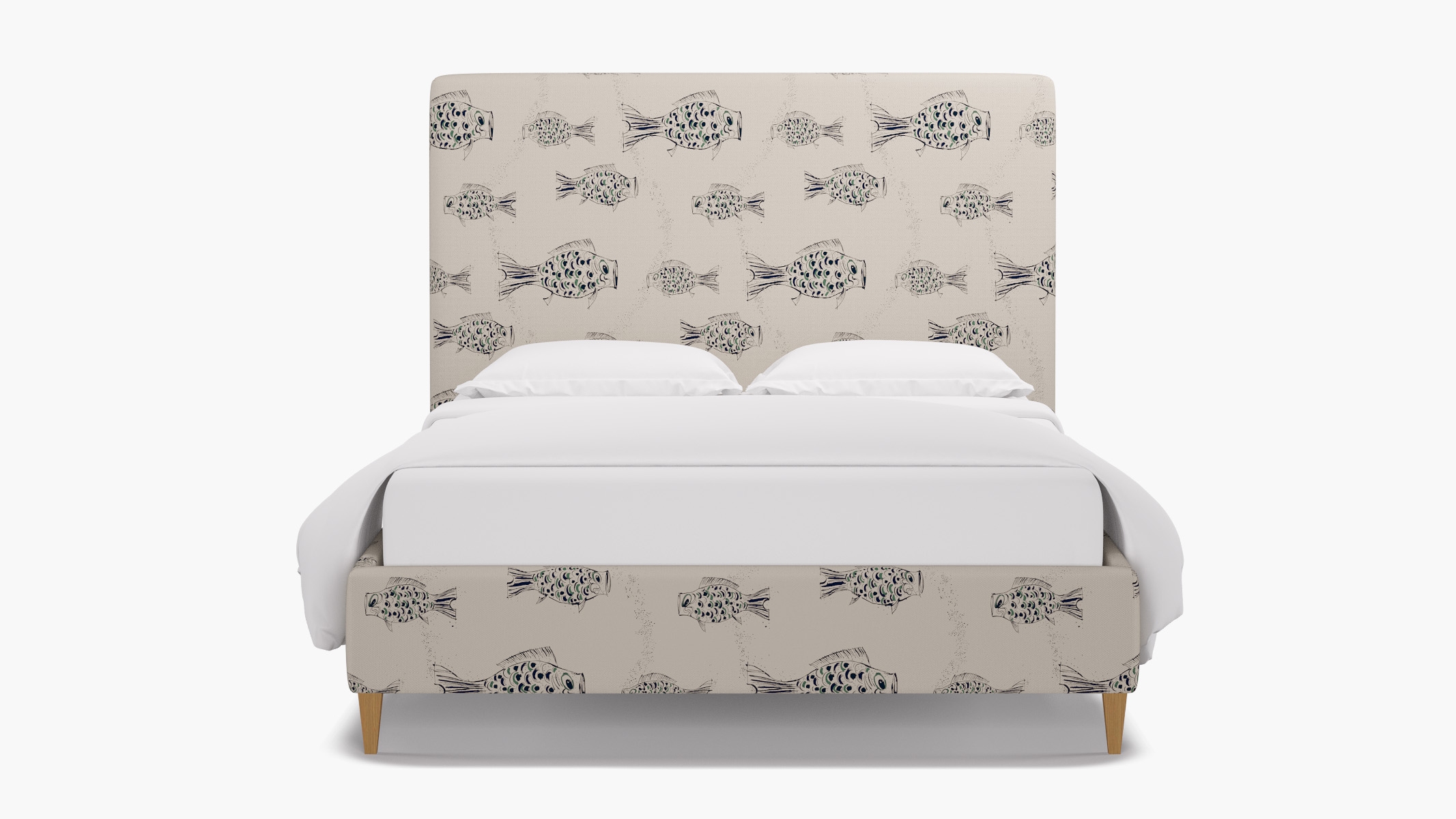 Classic Bed, Canvas Sakana, Natural Square Tapered Leg, King - Image 0