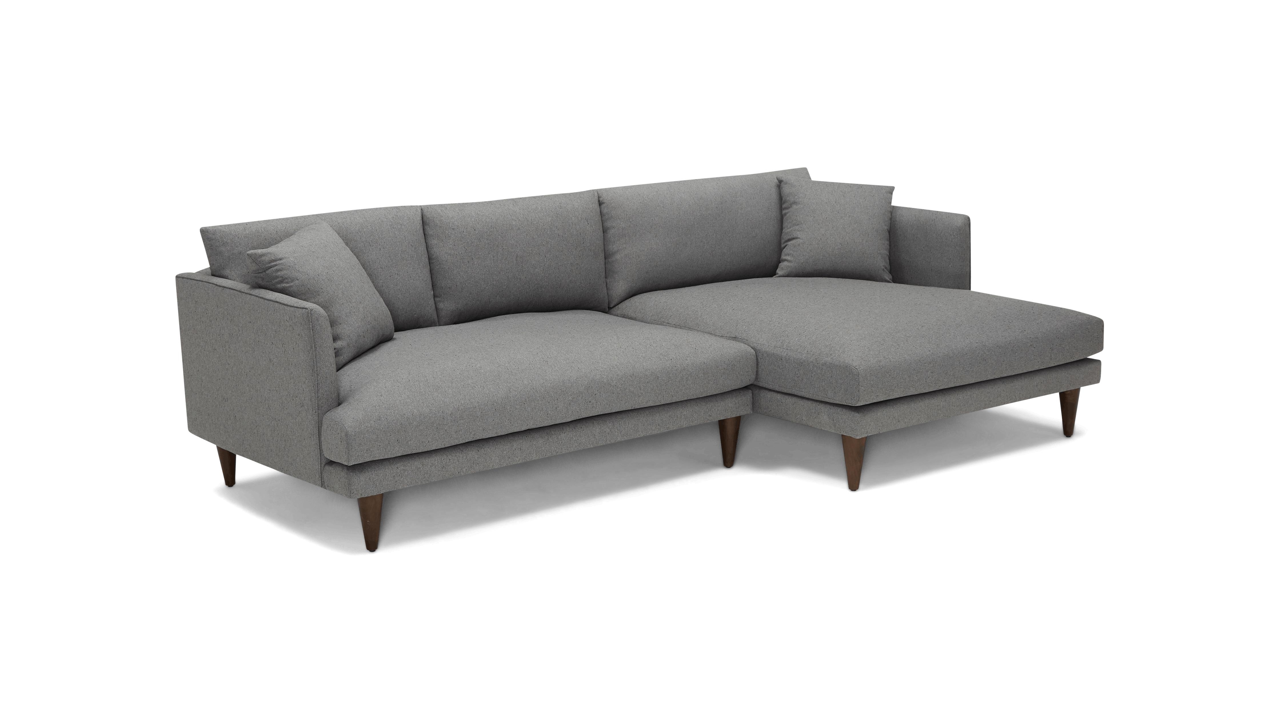 Gray Lewis Mid Century Modern Sectional - Essence Ash - Mocha - Right - Cone - Image 1
