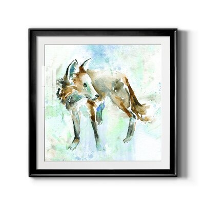 Fox On Blue-Premium Framed Print - Ready To Hang - Image 0