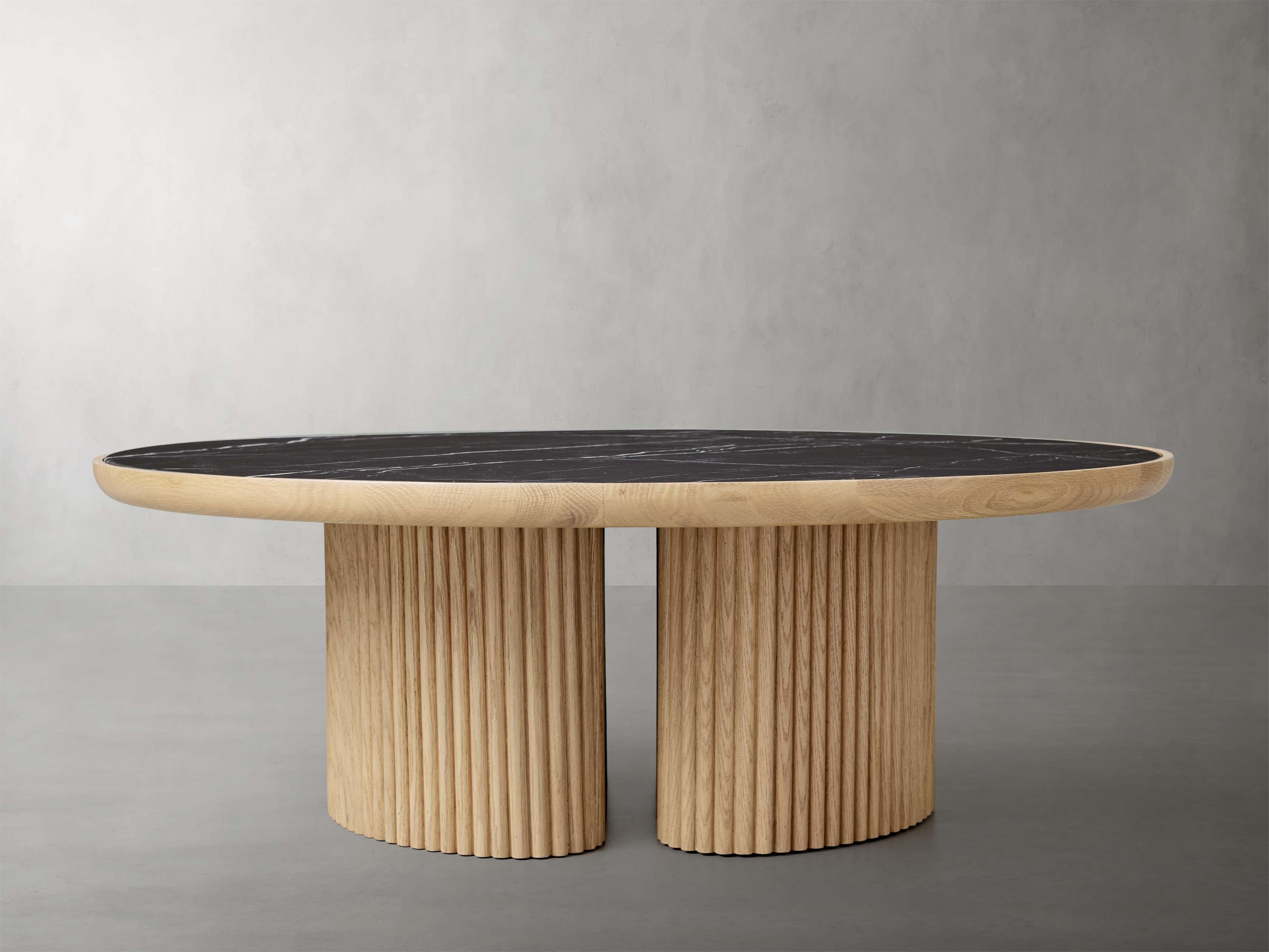 Astor Round Coffee Table in Stone Black  Honey/Marquina 42" - Image 0