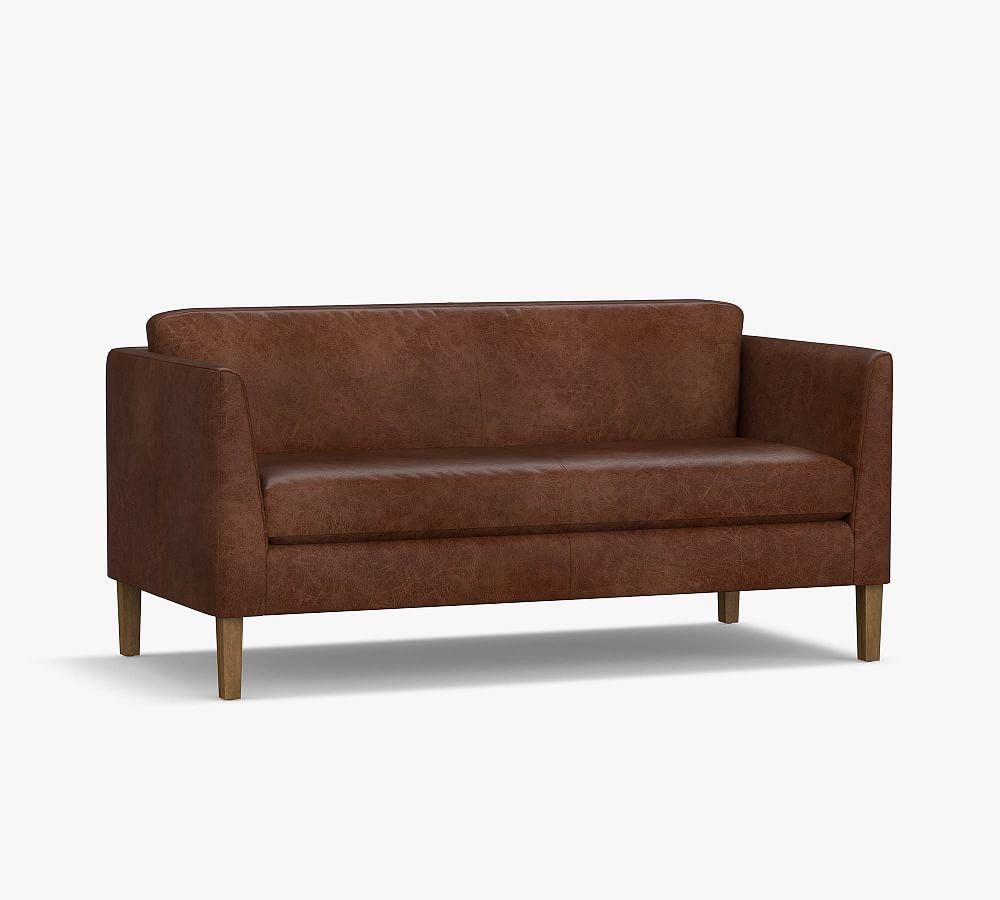 Hudson Leather Loveseat 64.5", Polyester Wrapped Cushions, Statesville Toffee - Image 1