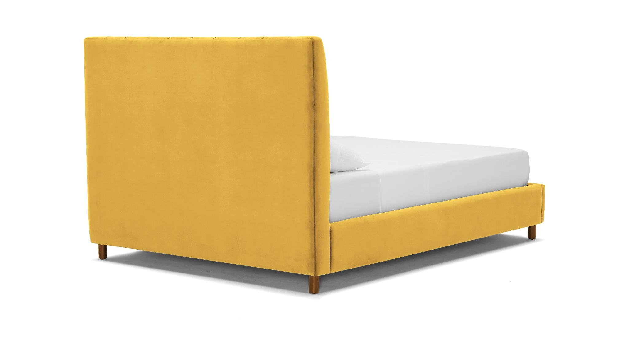 Yellow Lotta Mid Century Modern Bed - Bentley Daisey - Mocha - Queen - Image 3