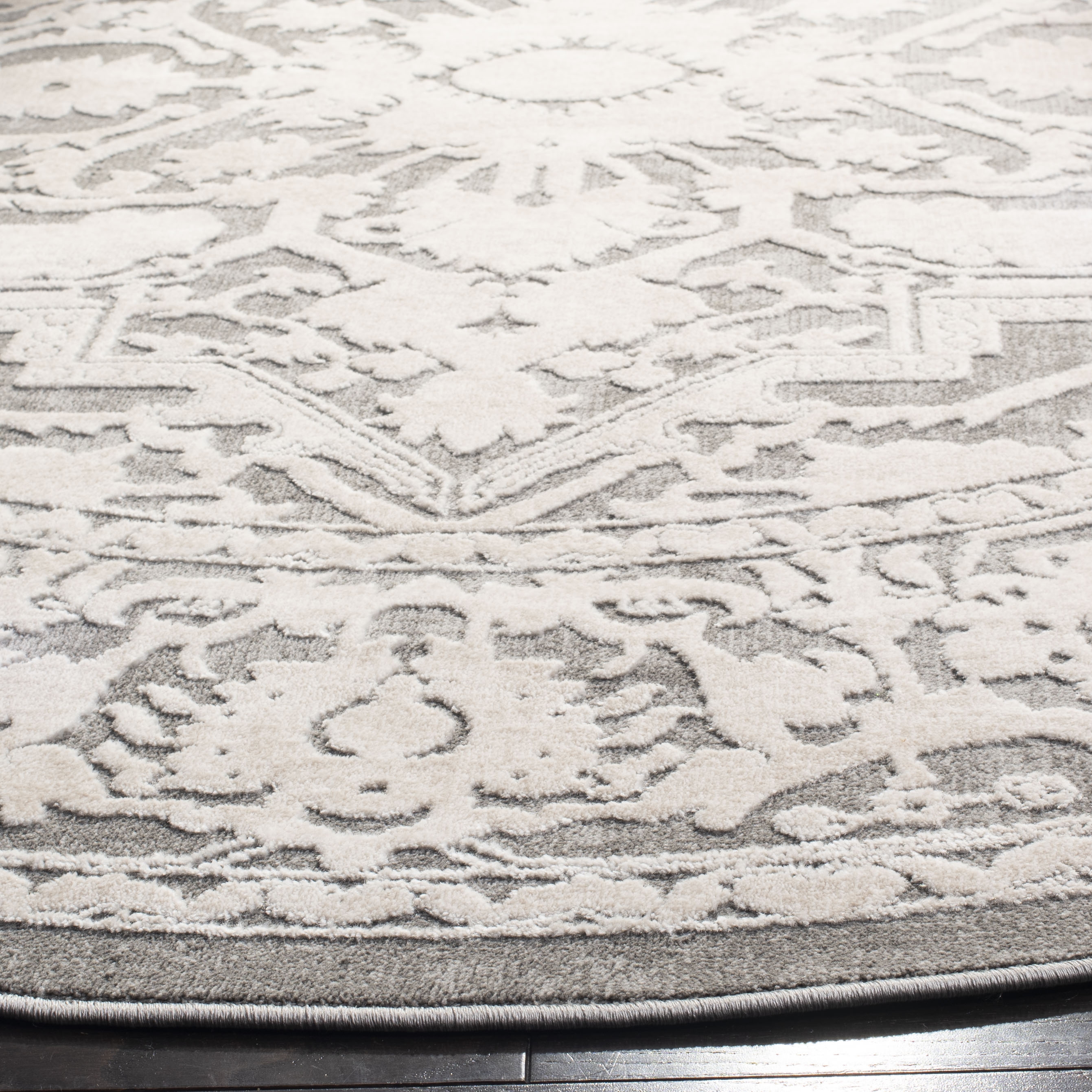 Arlo Home Woven Area Rug, RFT665B, Dark Grey/Cream,  6' 7" X 6' 7" Round - Image 2