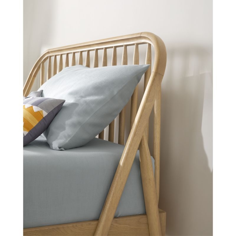 Bodie Spindle Natural Oak Wood Kids Queen Bed - Image 3