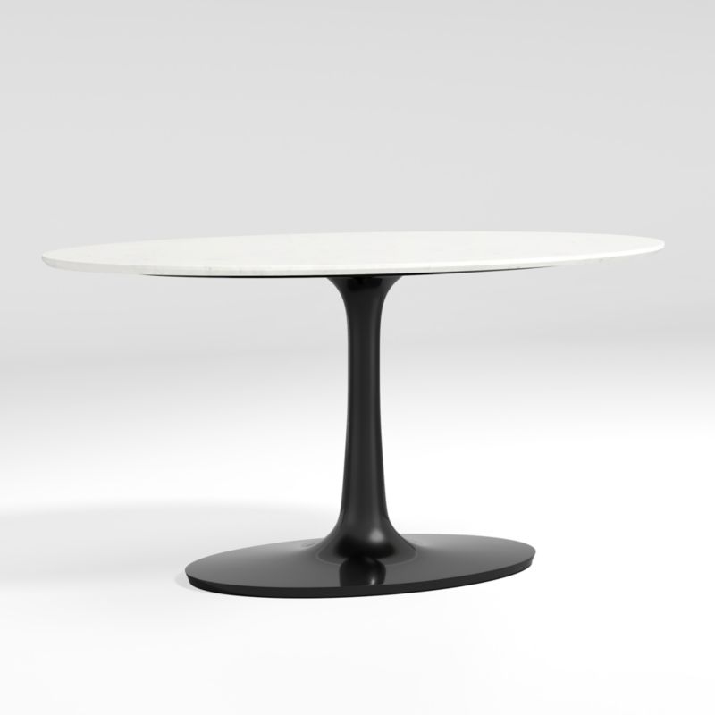 Nero Oval White Marble Top 36" Dining Table with Matte Black Base - Image 1