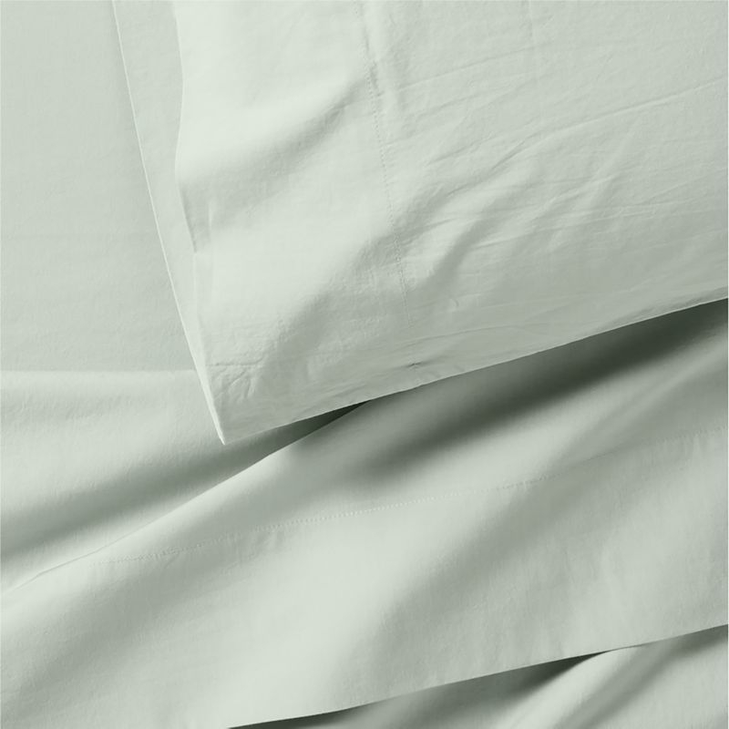 Cozy Cloud Muted Teal Washed Organic Cotton Kids Full Sheet Set - Image 1