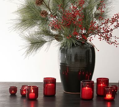 Modern Glass Votive Candle Holder, Red, Small, 3.75"H - Image 4