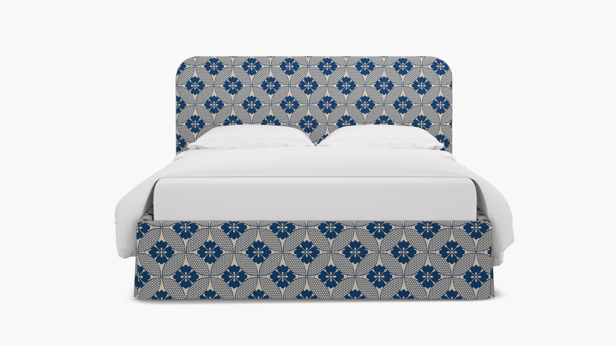 Skirted Platform Bed, Bright Navy Solaire, Queen - Image 0