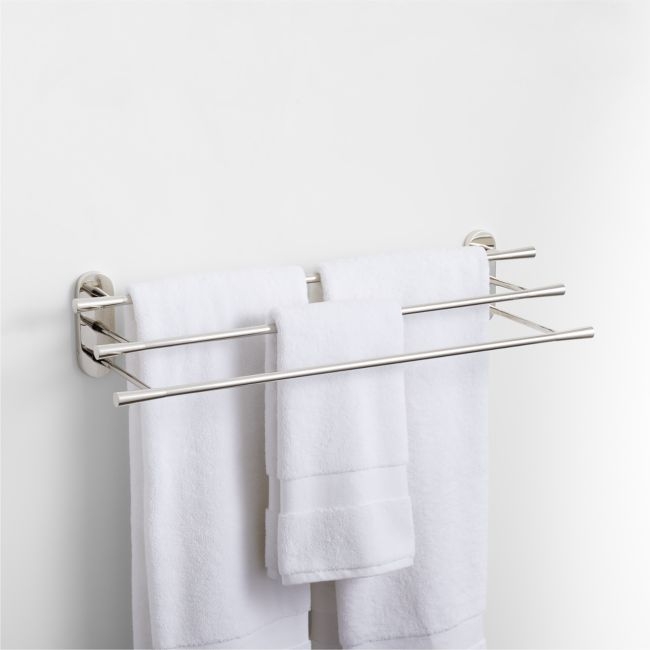Tapered Polished Chrome Wall-Mounted Bathroom Towel Rack - Image 0