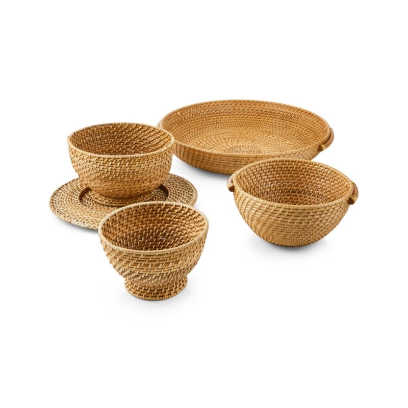 Artesia Natural Round Rattan Tray with Handles - Image 2