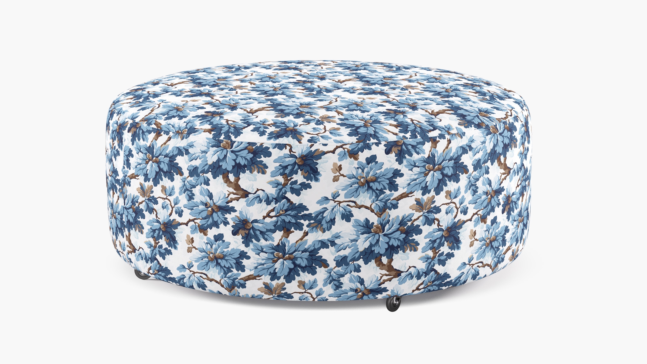 Round Cocktail Ottoman, Delft Woodland - Image 0