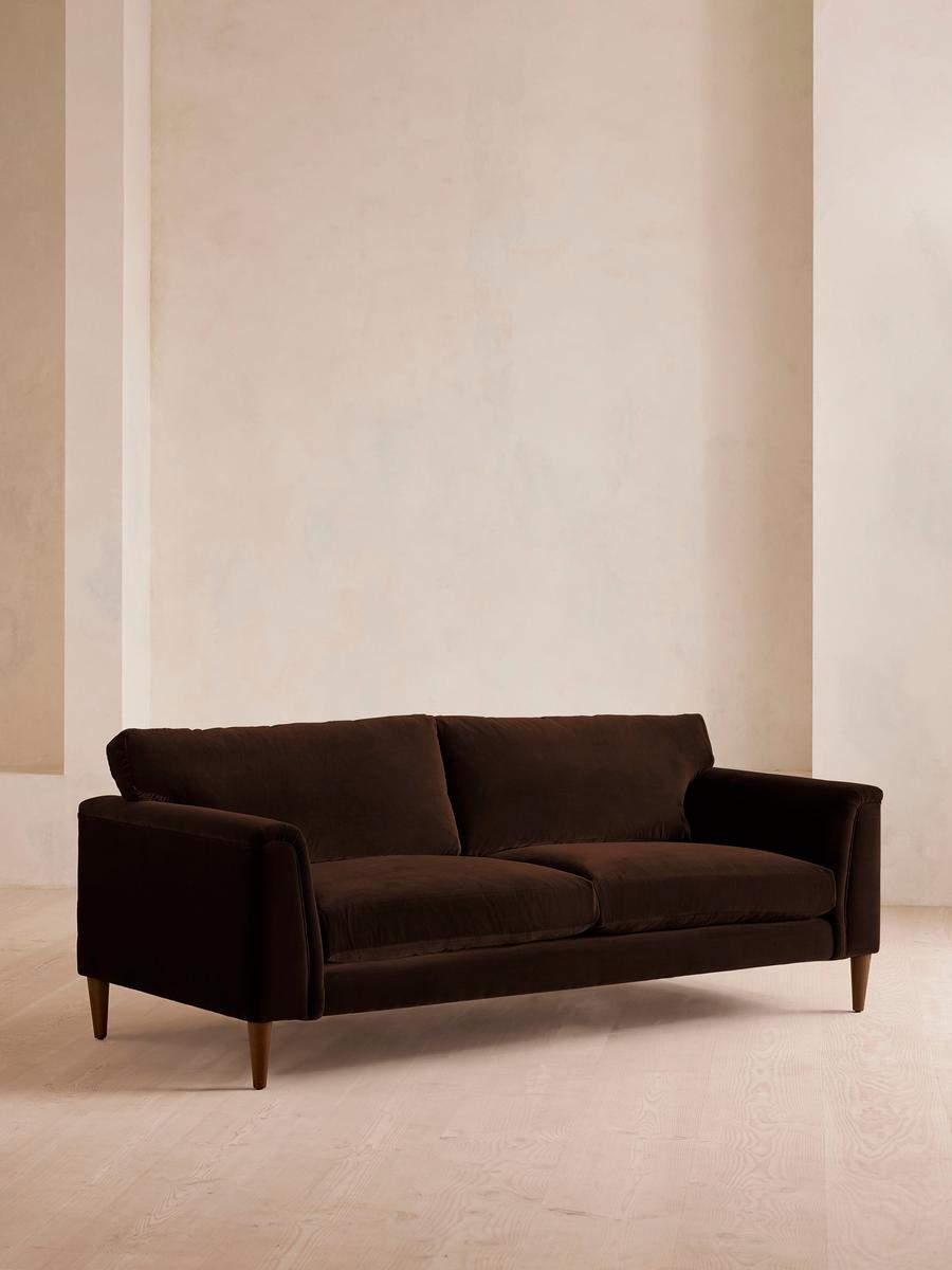 Reya Three Seater, Sofa, Velvet, Chocolate, US - Image 0